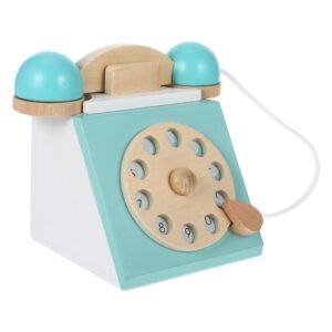 Classic Wooden Telephone Traditional Pretend Rotary Number