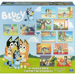 Bluey 12-Pack of Jigsaw Puzzles for Families, Kids