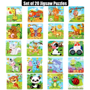 20 Pack Wooden Jigsaw Puzzles for Kids